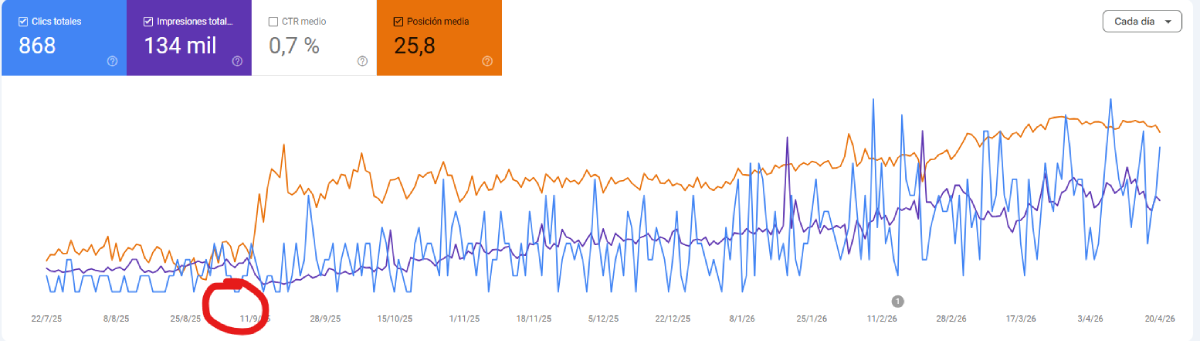 rendimiento web un año